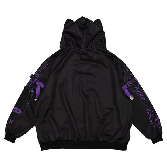 NEW ACDC RAG - Error Code Cyberpunk Tech Oversized Black Purple Jacket - Picture 2 of 9